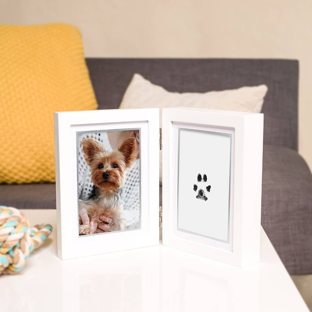 Pawprints Desk Frame with Clean-Touch Ink Kit, White