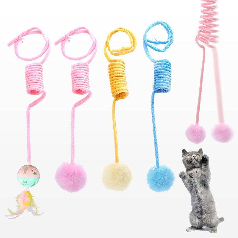 Interactive Plush Cat Toy with Self-Hi Sucker and Spring Rabbit Hair Ball!