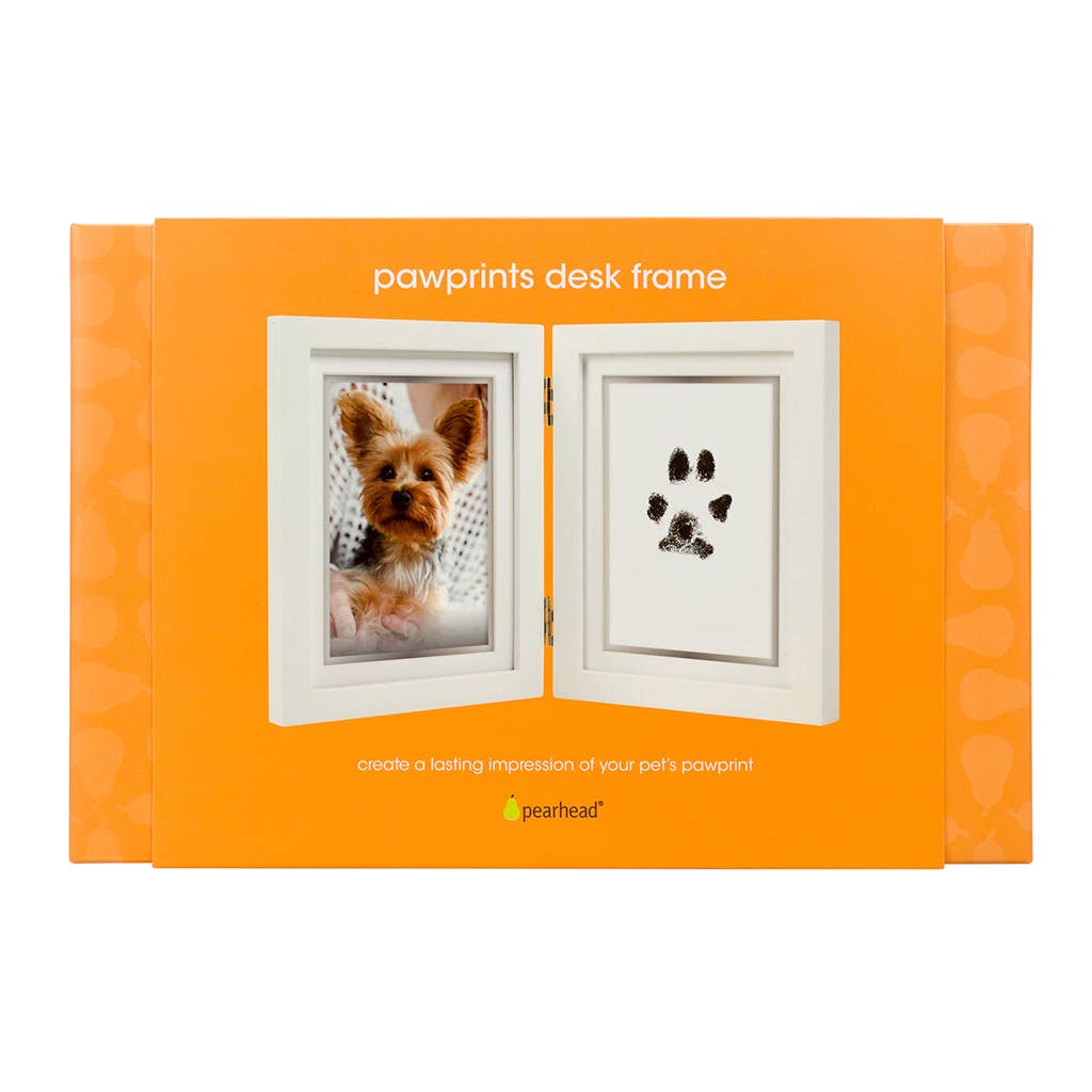 Pawprints Desk Frame with Clean-Touch Ink Kit, White