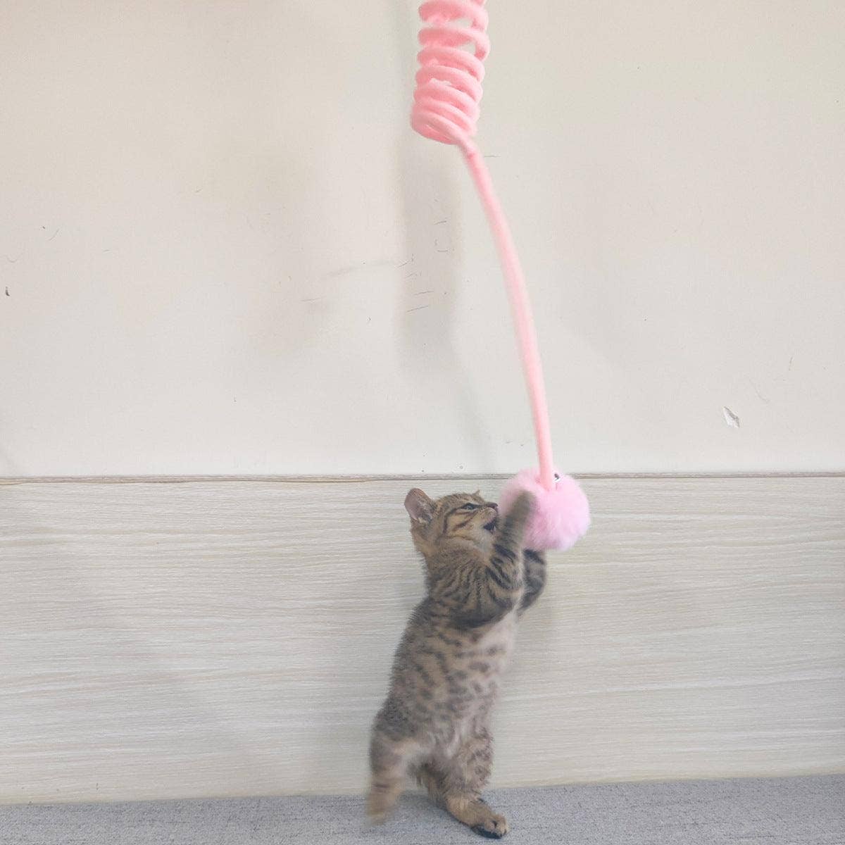 Interactive Plush Cat Toy with Self-Hi Sucker and Spring Rabbit Hair Ball!