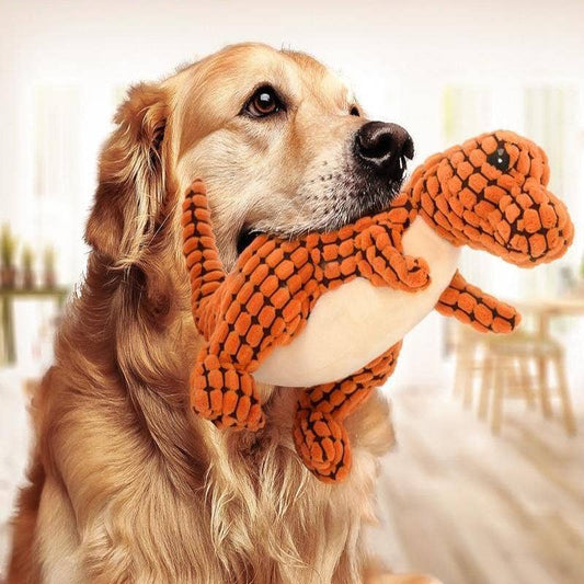 Giant Fleece Dinosaur Interactive Dog Toy with Squeakers - Perfect for your Best Friend!